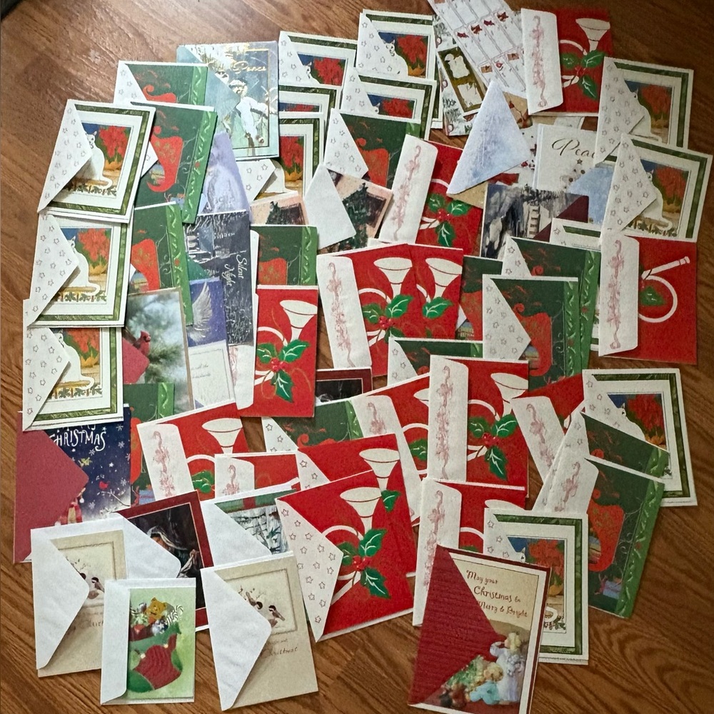 59 New Unboxed Assorted  Brands & Christmas Cards & Envelopes Sheet Of Labels